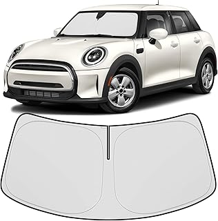 A Mini Cooper with a sunshade installed, showing interior personalization.