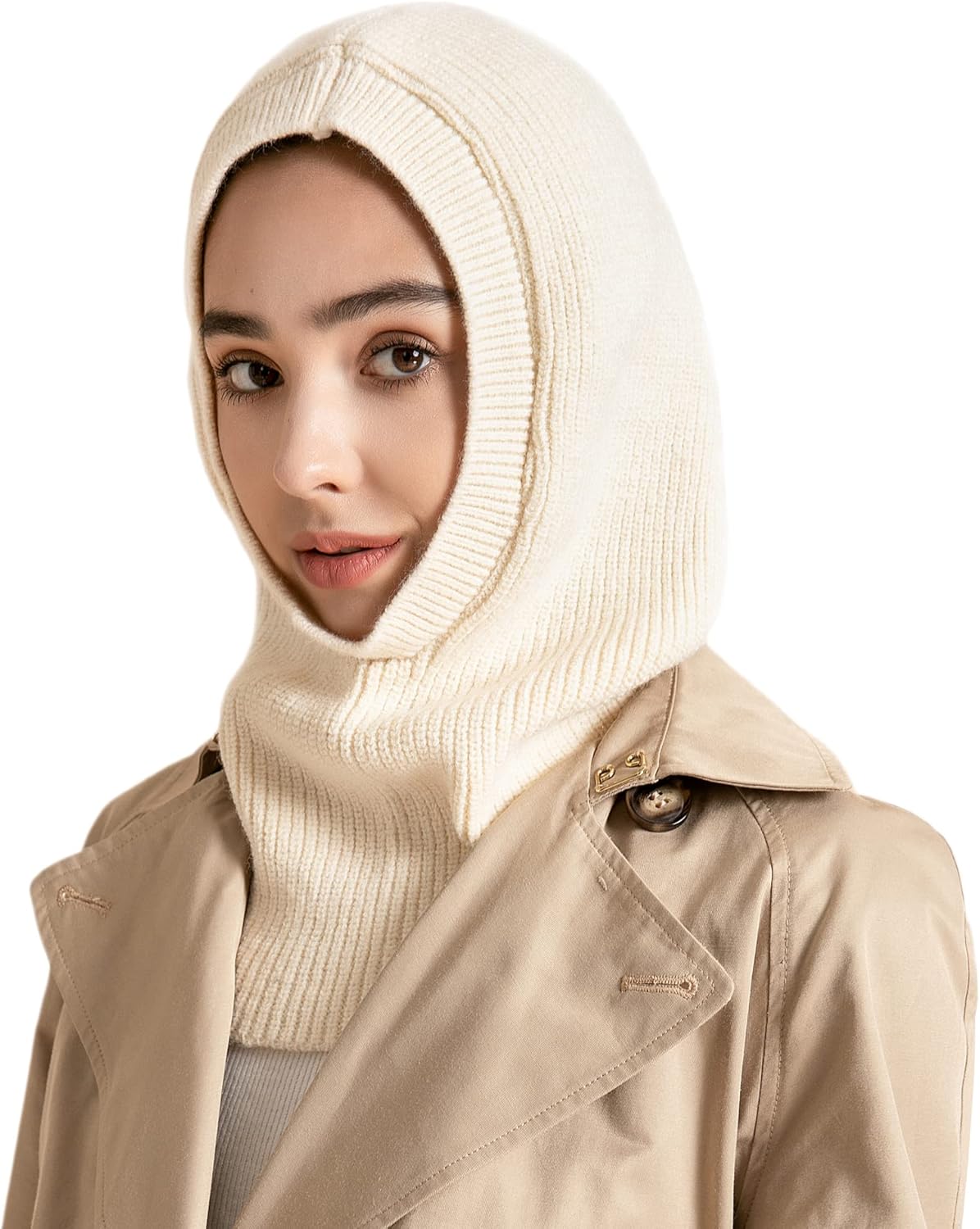 ZLYC Winter Knitted Winter Hat Windproof Hooded Scarf Balaclava Beanie Hat for Women