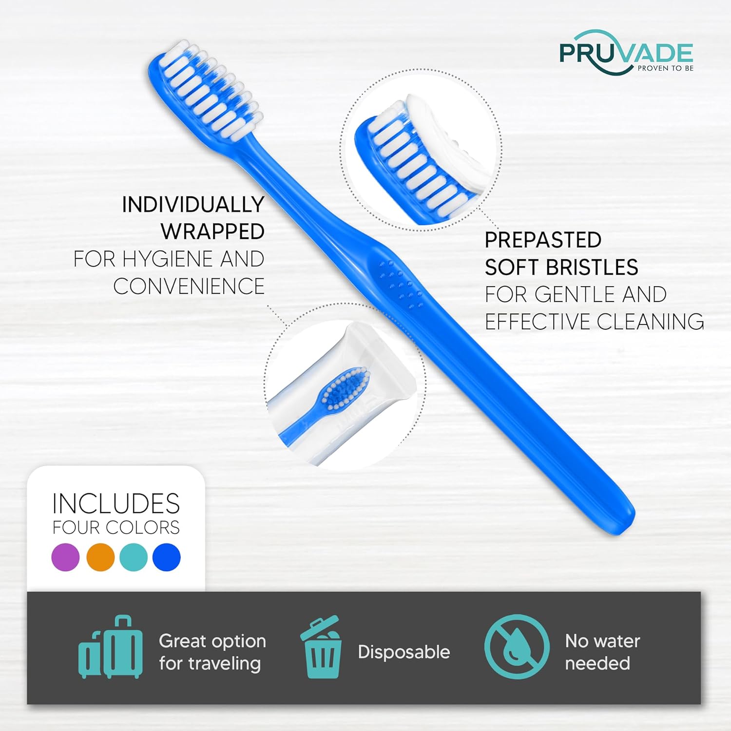 100 Pack Disposable Toothbrushes with Toothpaste Built in | Premium Quality Prepasted Toothbrushes Individually Wrapped - Waterless Toothbrush Soft Bristles for Work, Camping, Travel, Hotel