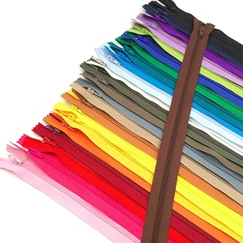 60pcs 16 inch Zippers-25Colors Nylon Coil Zipper Bulk #3 Zippers for Tailor Sewing Crafts