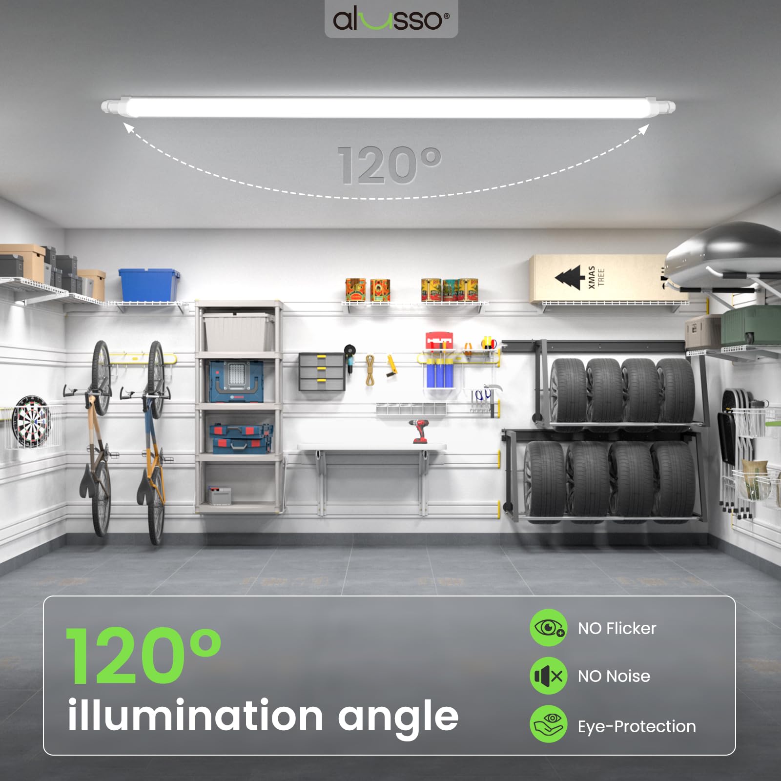 ALUSSO Pack de 2 LED Tubo Integrado 120cm, 36W 4000LM 4000K Luminaria Led