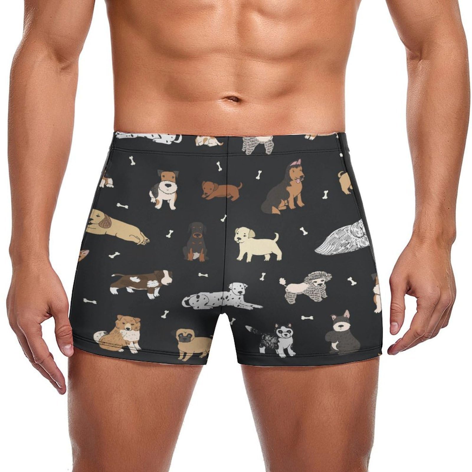 fkgvwo Dog Men's Square Leg Swim Briefs Swimming Trunks Swimsuit Swimwear