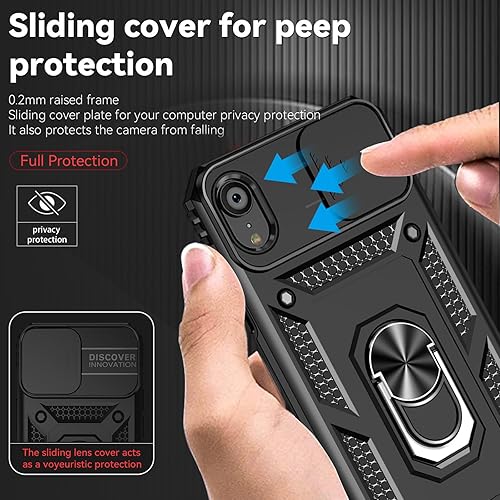 Miniatura 3 de Funda para iPhone XR con protector de pantalla HD grado militar de 20 pies probada en caídas anillo a prueba de golpes - iPhone XR (negro)