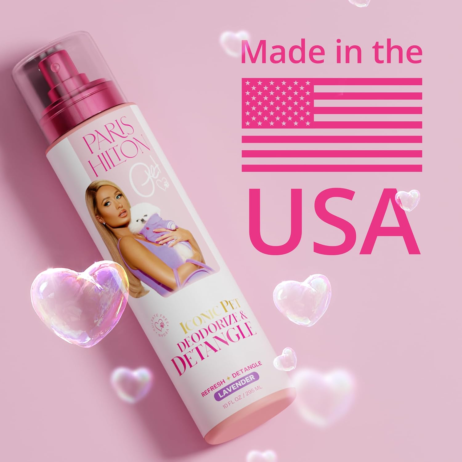 Paris Hilton Dog Perfume, Deodorizer & Detangler | Odor Neutralizing with Gentle Calming Lavender Scent - Sulfate-Free, Vegan, Hypoallergenic for All Pet Breeds 10oz/295ml