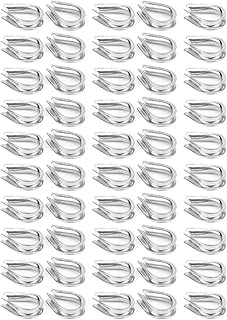 EVTSCAN 50Pcs U Type Clamps 304 Stainless Steel Wire Rope Clips Protection Heart Ring Kits Universal M4