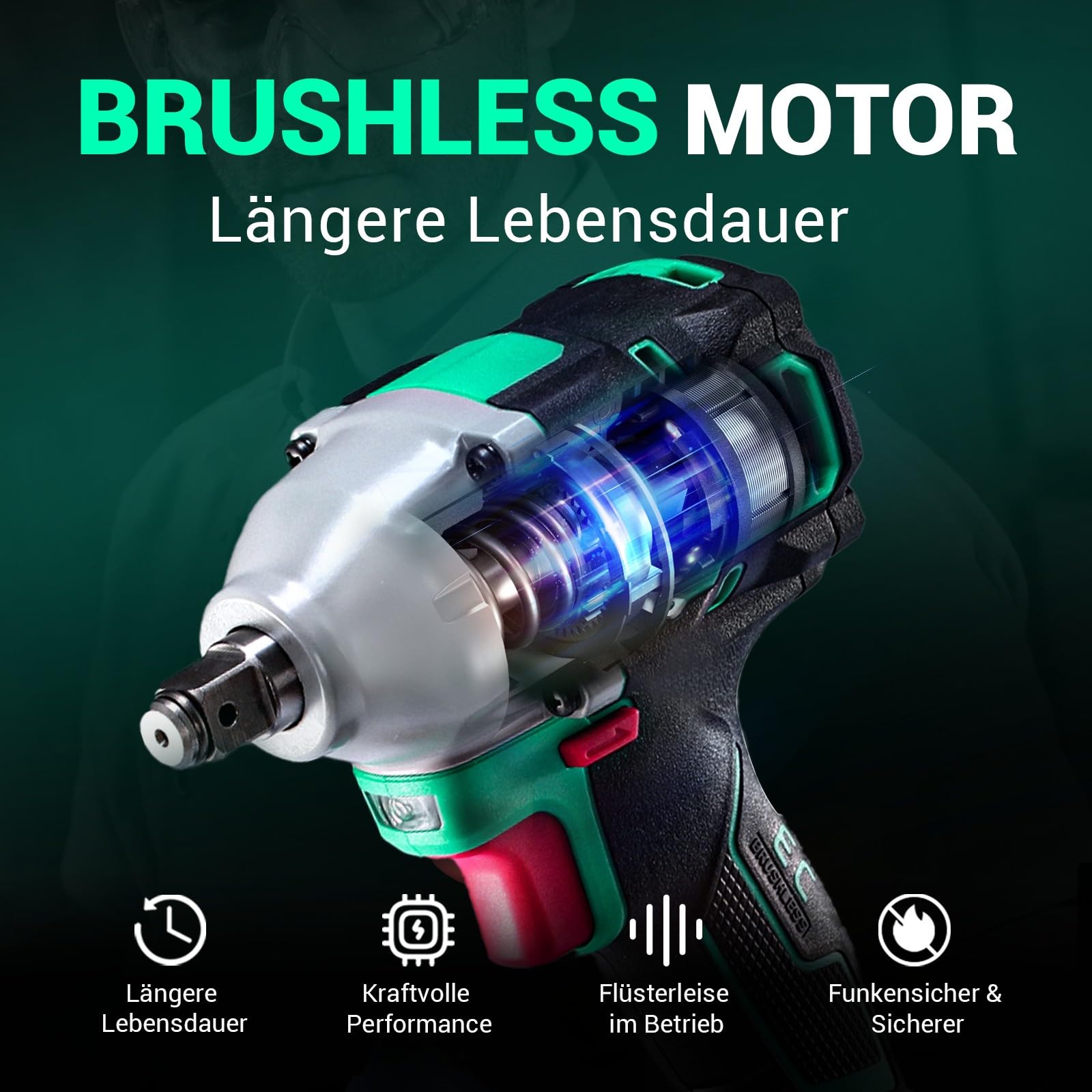 DCA Avvitatore a impulsi brushless 20V con batteria da 4,0Ah, attacco con anello da 1/2 pollice, avvitatore a impulsi senza fili, coppia elevata da 235 ft-lbs, 4 modalità per auto e fai-da-te ADPB320