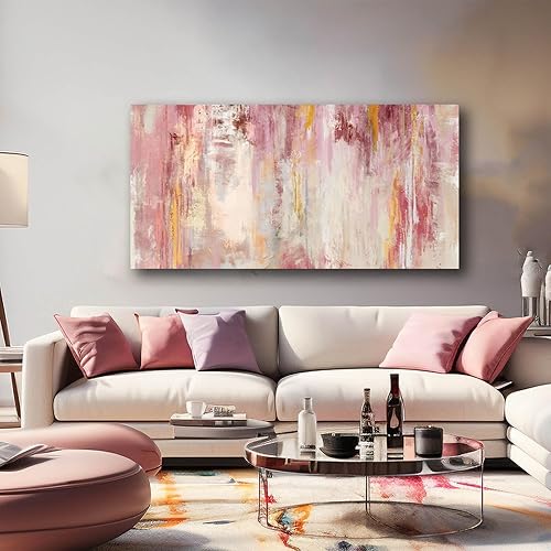 Miniatura 2 de Kureful Lienzo decorativo de pared rosa, pinturas abstractas, decoración de habitación para adolescentes y niñas, decoración artística de pared para