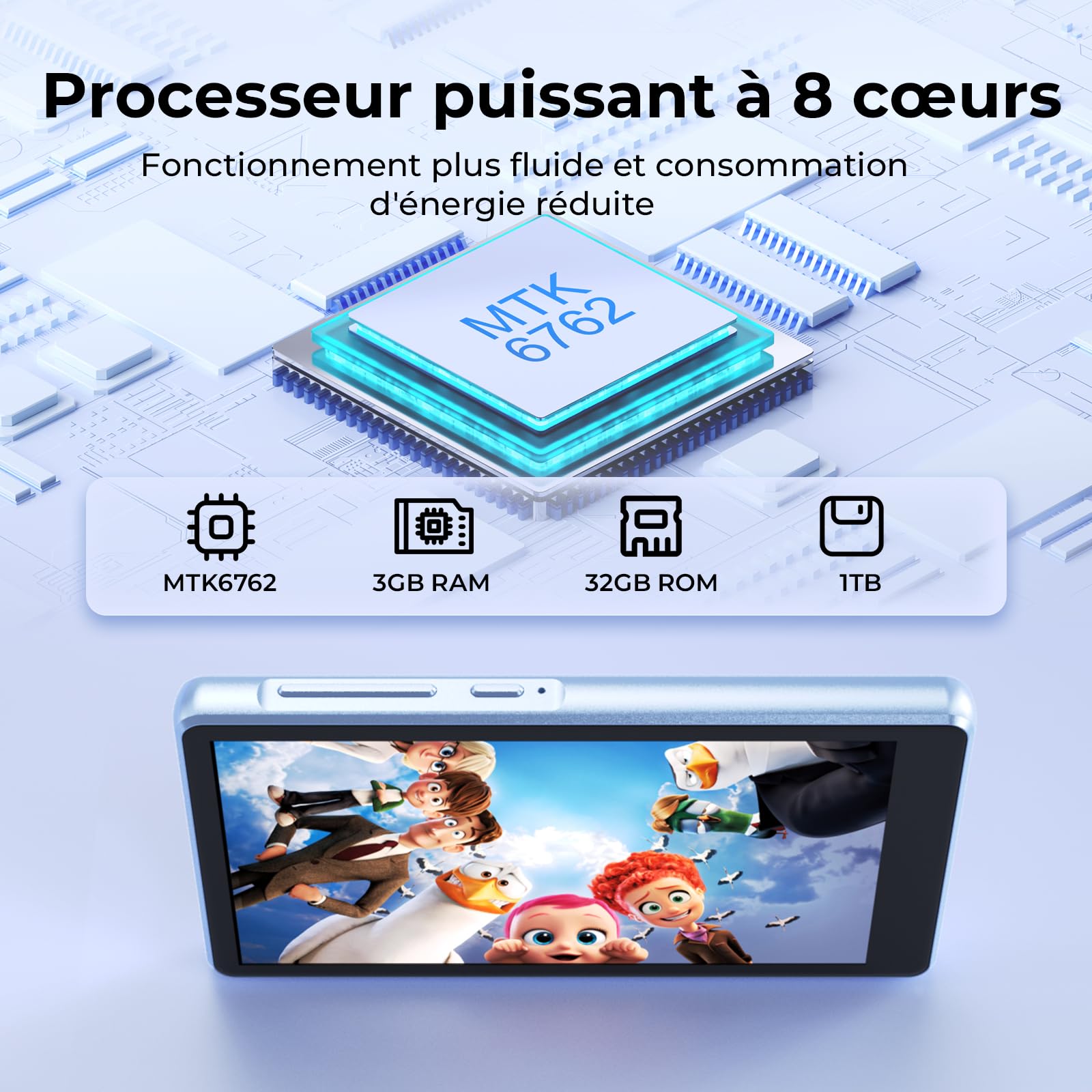 160 Go Lecteur MP3 Bluetooth et WiFi, Lecteur MP4 avec écran Tactile HD 4,5 Pouces Android Lecteur mp3 avec Spotify, Google Play,Amazon Music, Pandora, Libby,lecteurs mp3 et mp4 Enfant baladeur mp3