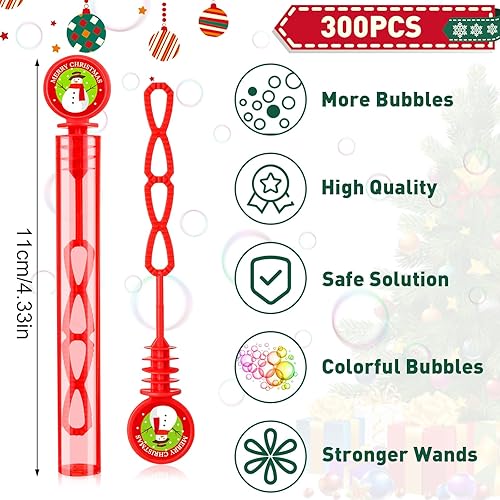 Miniatura 2 de Hiboom 300 varitas de burbujas de Navidad, mini varitas de burbujas de Navidad a granel, regalos de fiesta para niños, niñas, adultos, regalos de