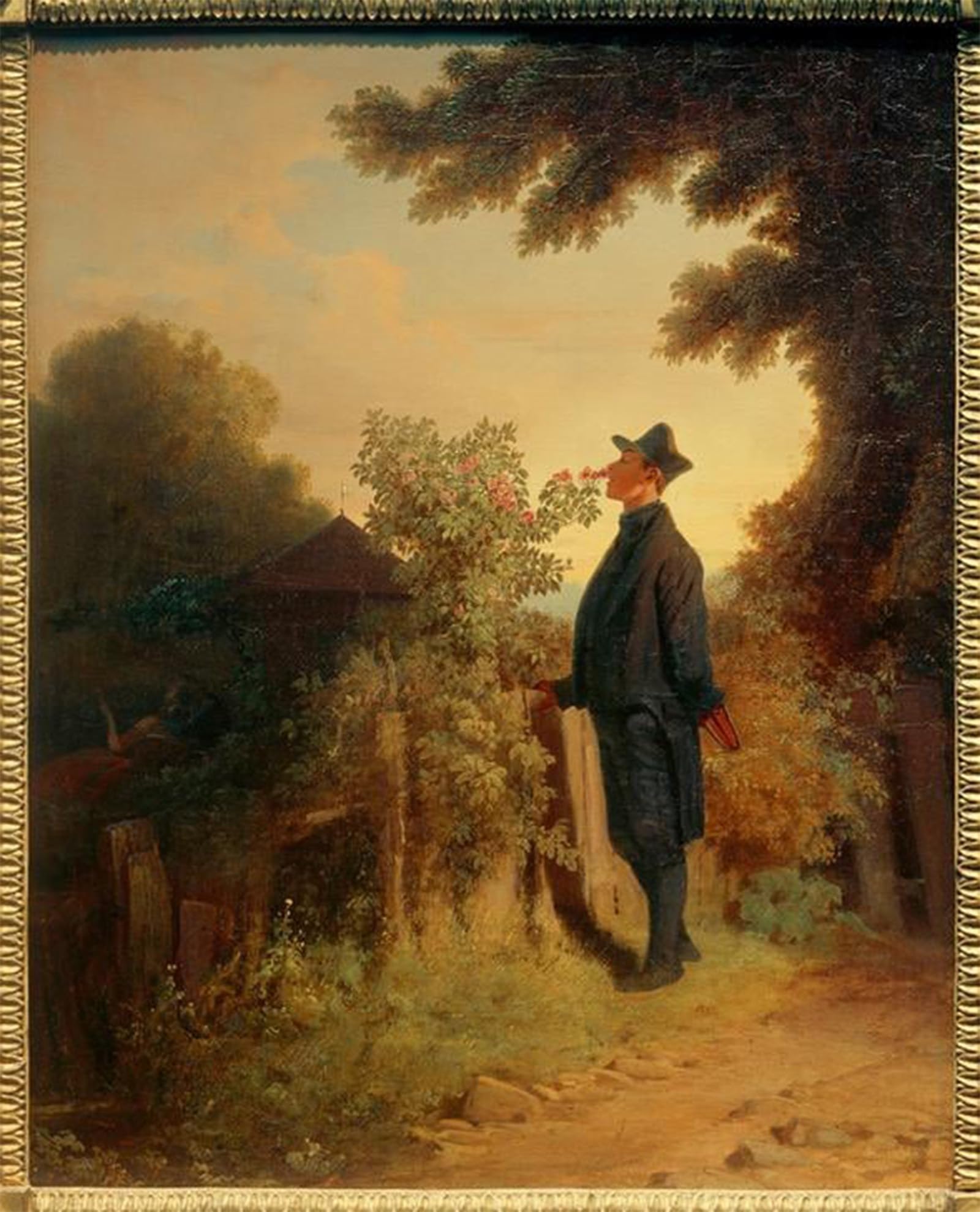 ARTXLXXBN Famous Painting Canvas Artwork Graffiti Print The rose friend by Carl Spitzweg Portrait Canvas Image for Home Decor 60x90cm