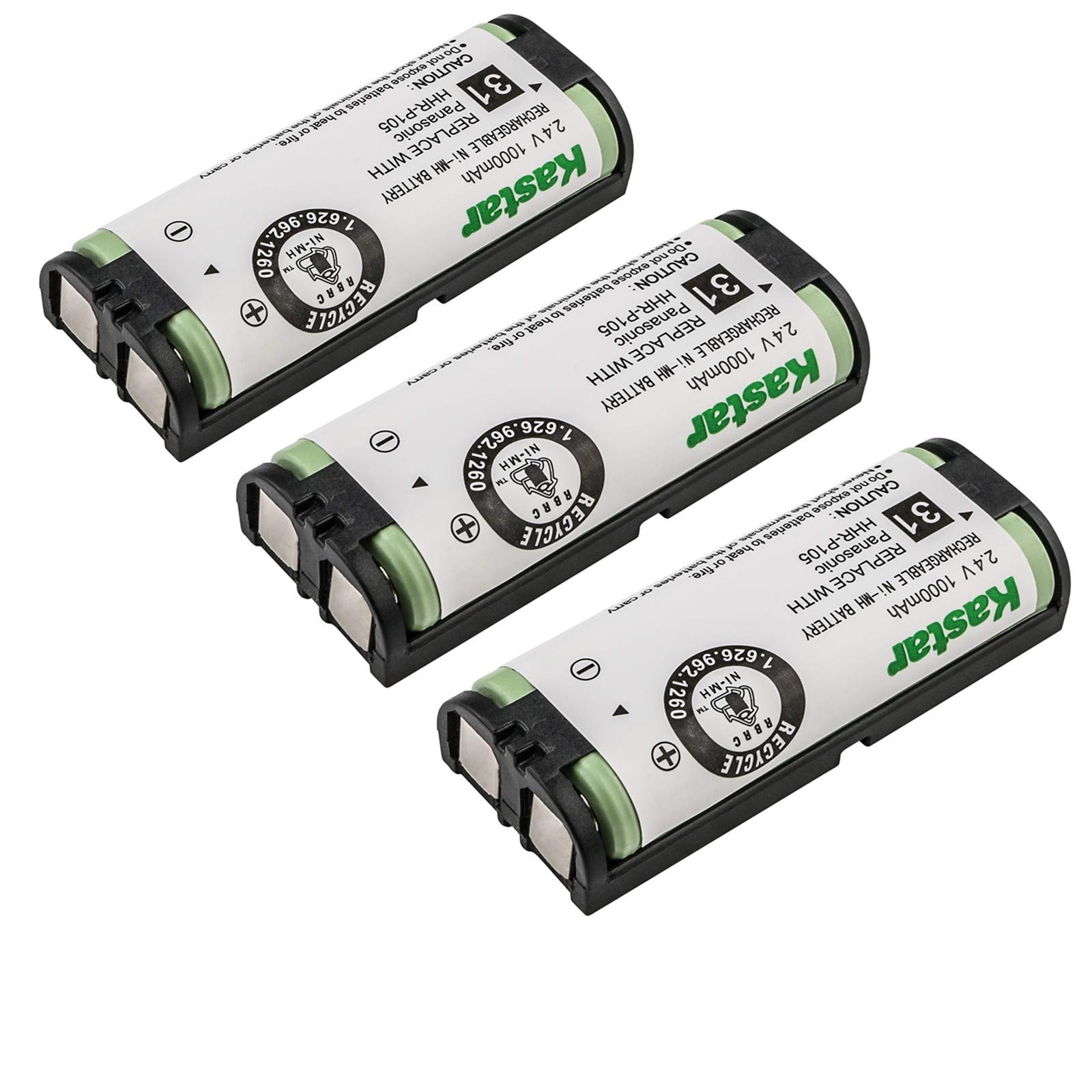 Kastar 3X HHR-P105 NI-MH Battery Type 31 Replacement for Panasonic HHR-P105A KX-242 KX-2420 KX-2421 KX-2422 KX-TG5779 KX-6702 KX-FG2451 KX-TG2411 KX-TG2424 KX-TG2620 KX-TGA241 KX-TGA570 KX-TGA670