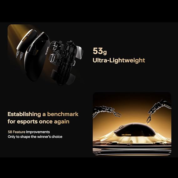 ATK Dragonfly A9 Ultra Max Kablosuz Oyun Faresi, 55g Hafif, PAW3395 Ultra Sensör, Nordic 54L15 MCU, 8K Yoklama, 800 Saat Pil Ömrü, Çift Modlu 2.4G/Kablolu