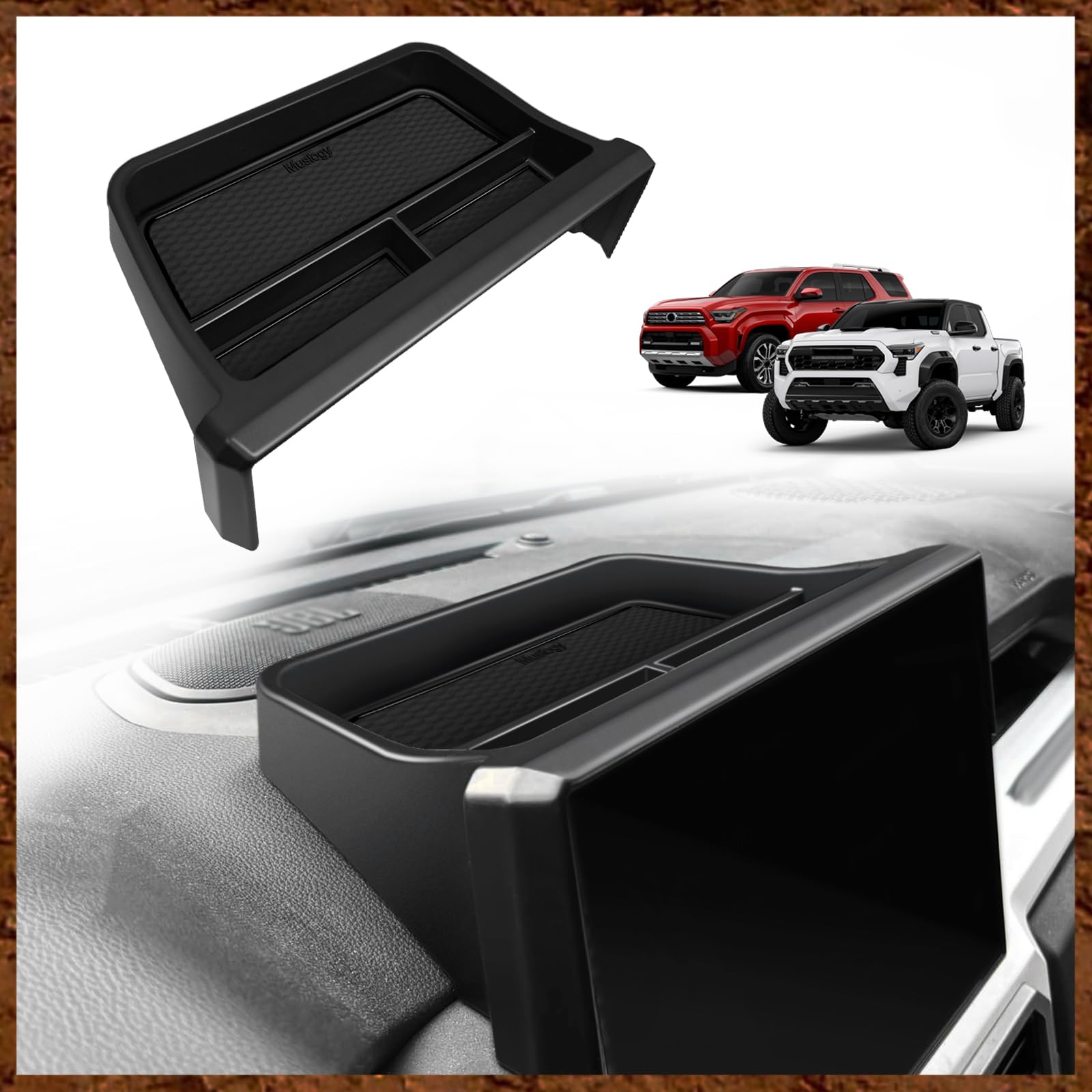 Photo 1 of Muslogy Dashboard Storage Box Compatible with 2024-2026 Tacoma & 2025 2026 4Runner Accessories Center Console Organizer w/14-inch Screen for Limited Trailhunter TRD Pro (14 Inch Screen Only) (Black)