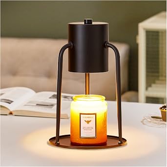 Candle Warmer Lamp, Candle Lamp Warmer with Timer Dimmable Candle Light Warmer Candle Warming Lamp for Jar Candles Electric Wax Warmer Lamp Black