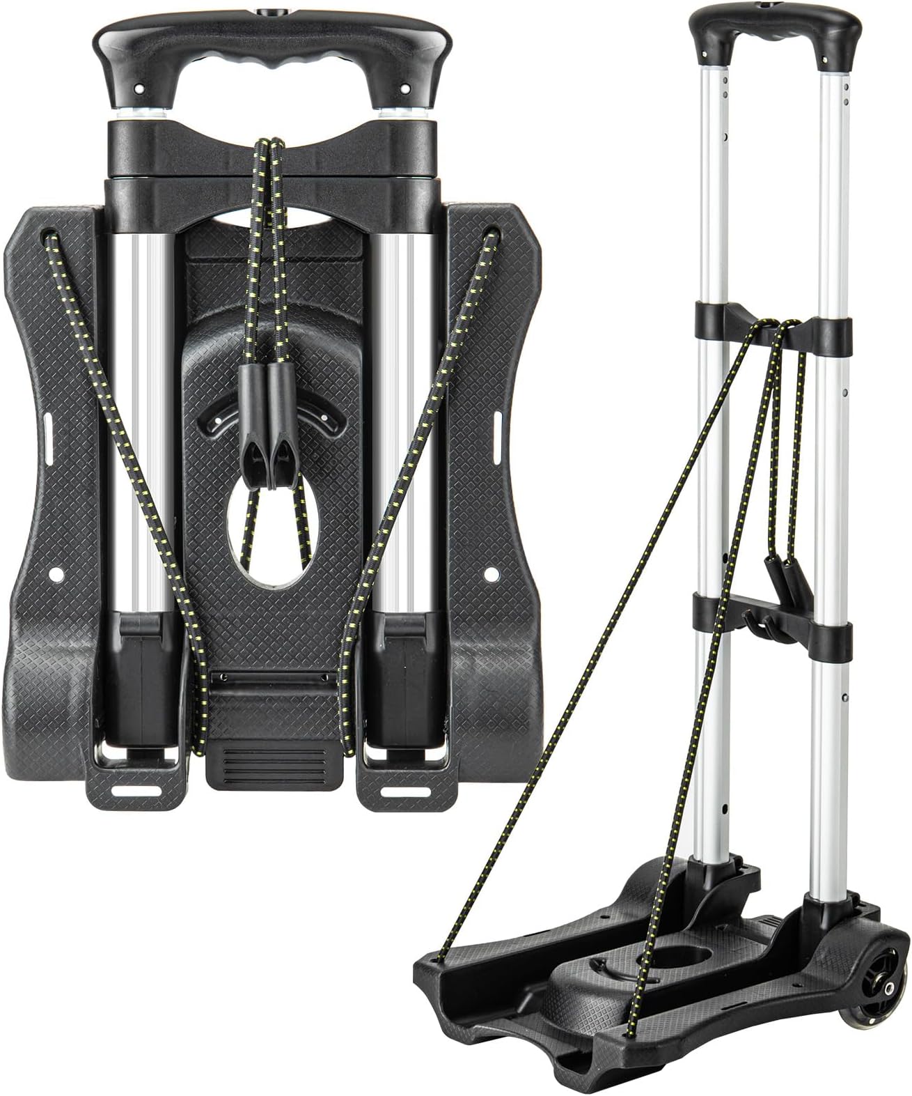 Vsaikeo Small Folding Hand Truck Dolly with 2 Wheels, Lightweight Aluminum Foldable Luggage Cart into Backpack, Collapsible Carts Portable Dolly for Airport Travel Moving