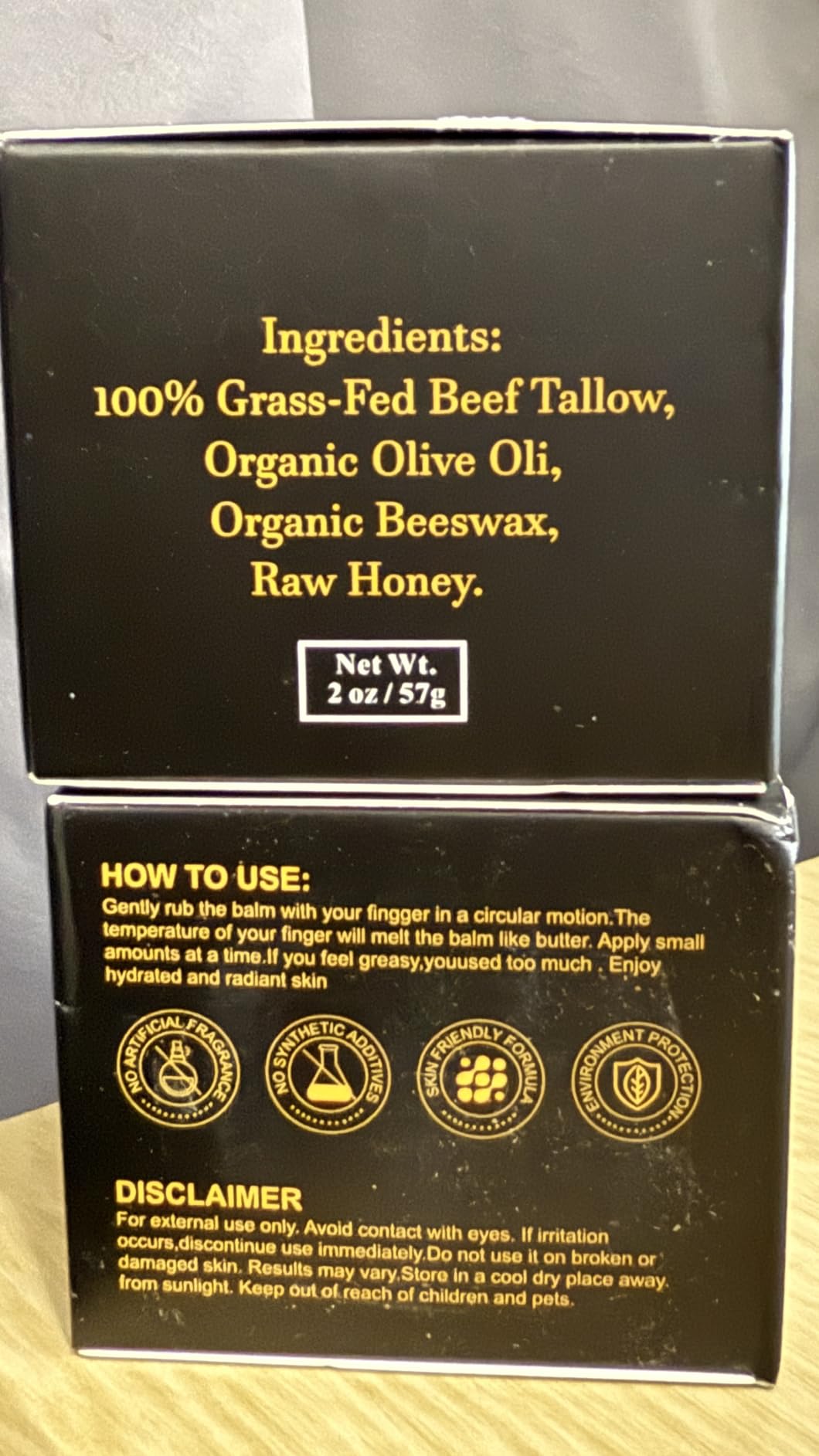 Yotdar 2 Pack Beef Tallow for Skin, Grass-Fed Beef Tallow and Honey Balm, Face Moisturizer, Natural Hydrating Cream, 2 Oz