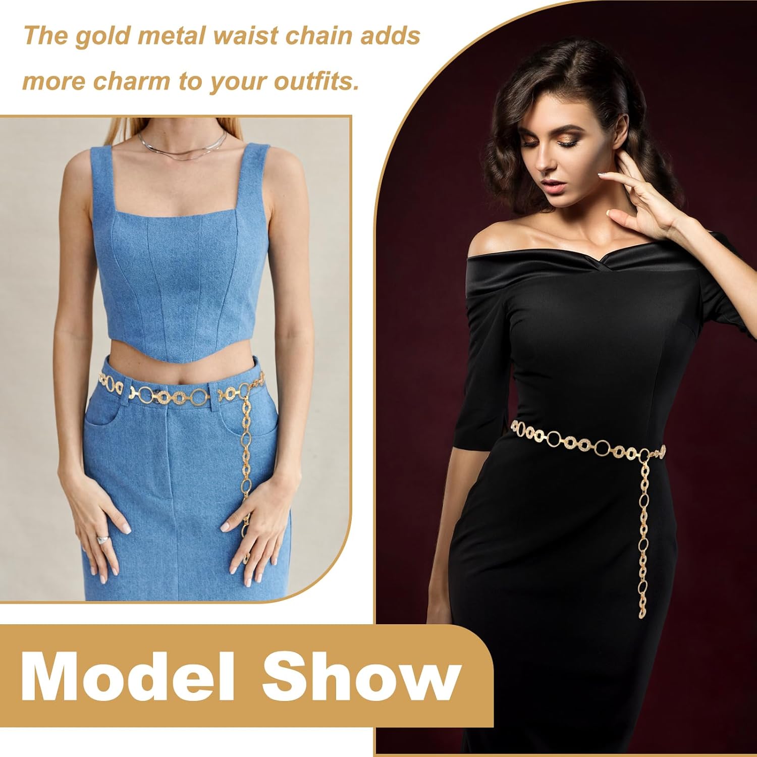 Metal Waist Chain Belt Adjustable Body Link Belts Ladies Fashion Waist Chain Belts for Women Jeans Dress Halloween Christmas - Image 6