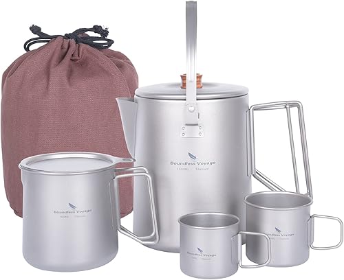 Miniatura 10 de Boundless Voyage Cafetera de titanio para campamento, 50.7 fl oz, hervidor de agua hirviendo para hacer café, agua hirviendo, viajes al aire libre,
