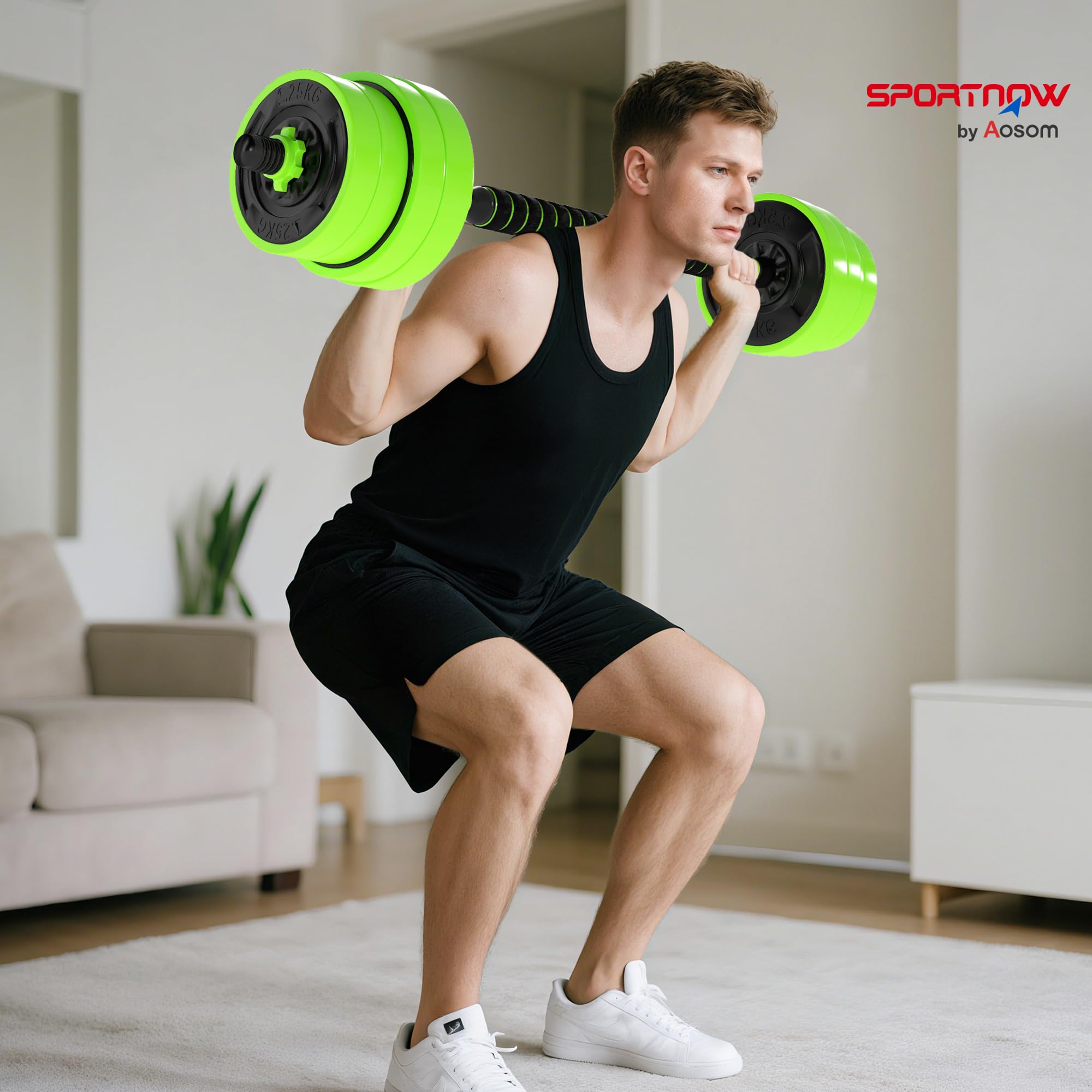 SPORTNOW Juego de Mancuernas Ajustables 4 en 1 20kg a 30kg, Juego de Pesas como Kettlebell, Barra, Mancuernas o Soporte para Flexiones, Equipo de Fitness para Hombres y Mujeres, Casa Gimnasio