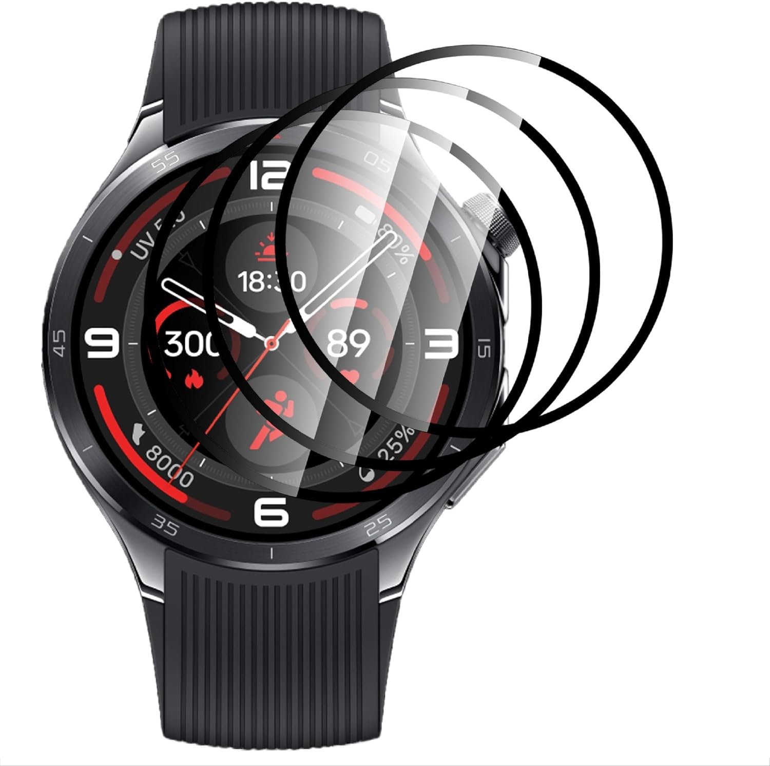 GIOPUEY Pack of 3 Screen Protectors for OnePlus Watch 3 Full Coverage HD Composite Material Ultra Thin Film Anti-Scratch Anti-Reflective Transparent
