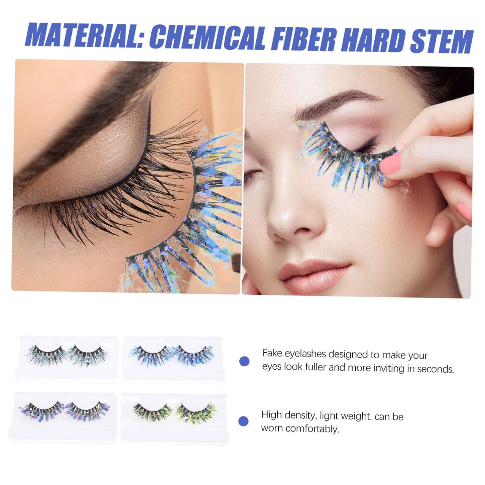 FRCOLOR 4 Set Di Estensioni Per Ciglia Finte Con Glitter Per Cosplay E Feste Di Trucco 4 Paia*4
