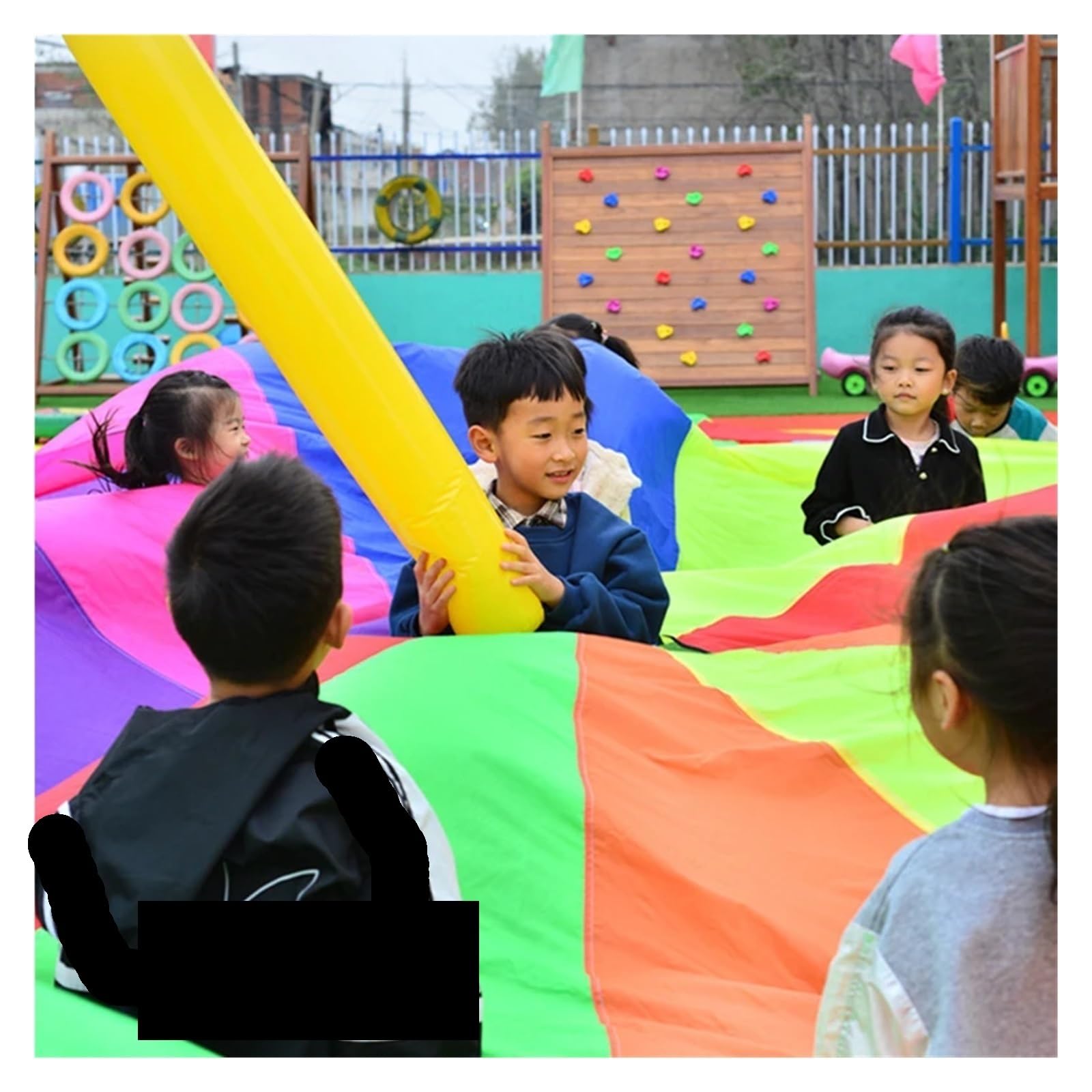 Bunt Fallschirm Trainingsfallschirm, Spielen im Freien, Regenbogen-Fallschirm-Spielzeugzelt, kooperative Spiele for Gruppenübungen, Spielplatzaktivitäten(2PCS 90CM Air Rods)