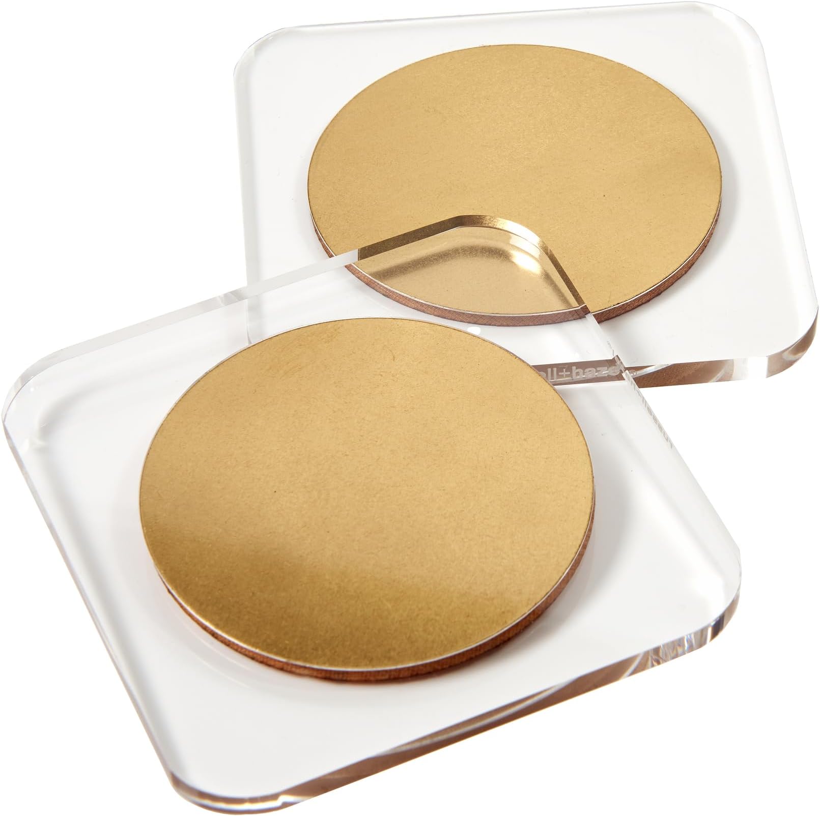 russell+hazel Acrylic Coasters with Gold Detail, Gold Coasters, Coasters for Drinks, Set of 2, 4" x 4," (98140)
