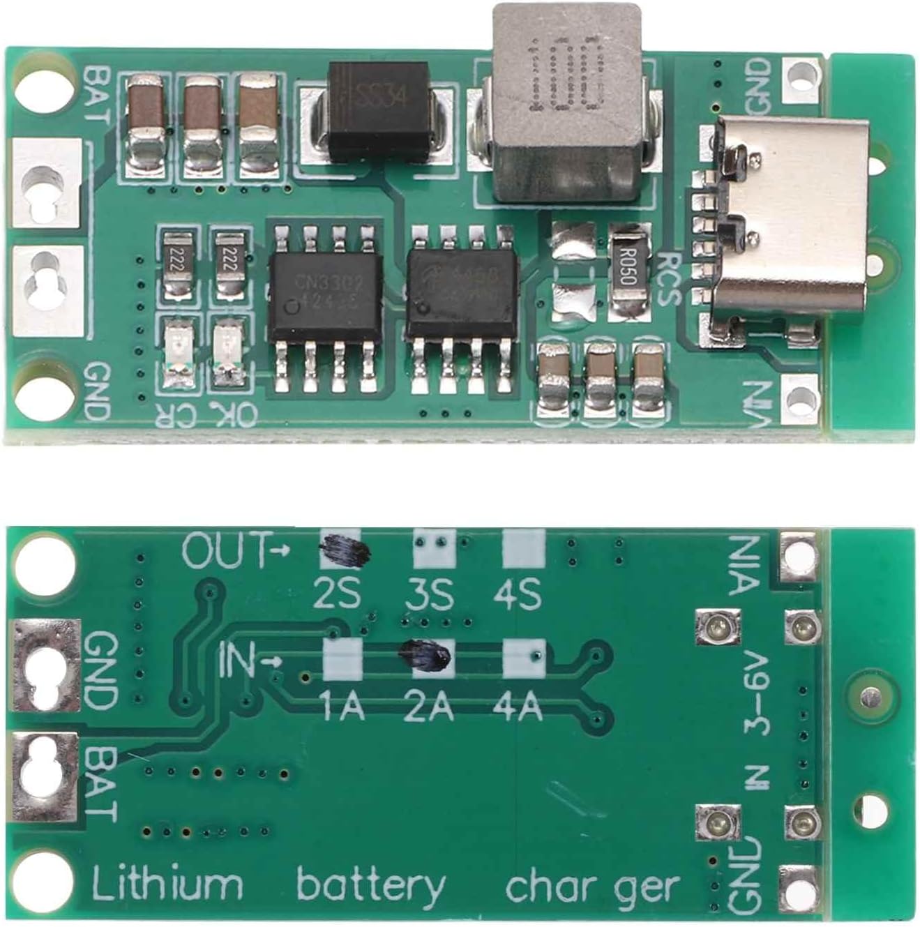 MECCANIXITY 2pcs Lithium Battery Boost Charging Module Multi-Cell 2S 3S 4S Type-C to 8.4V 12.6V 16.8V Adjustable Step-Up Charger Board for Li-Po Polymer Power Bank(2S 2A)