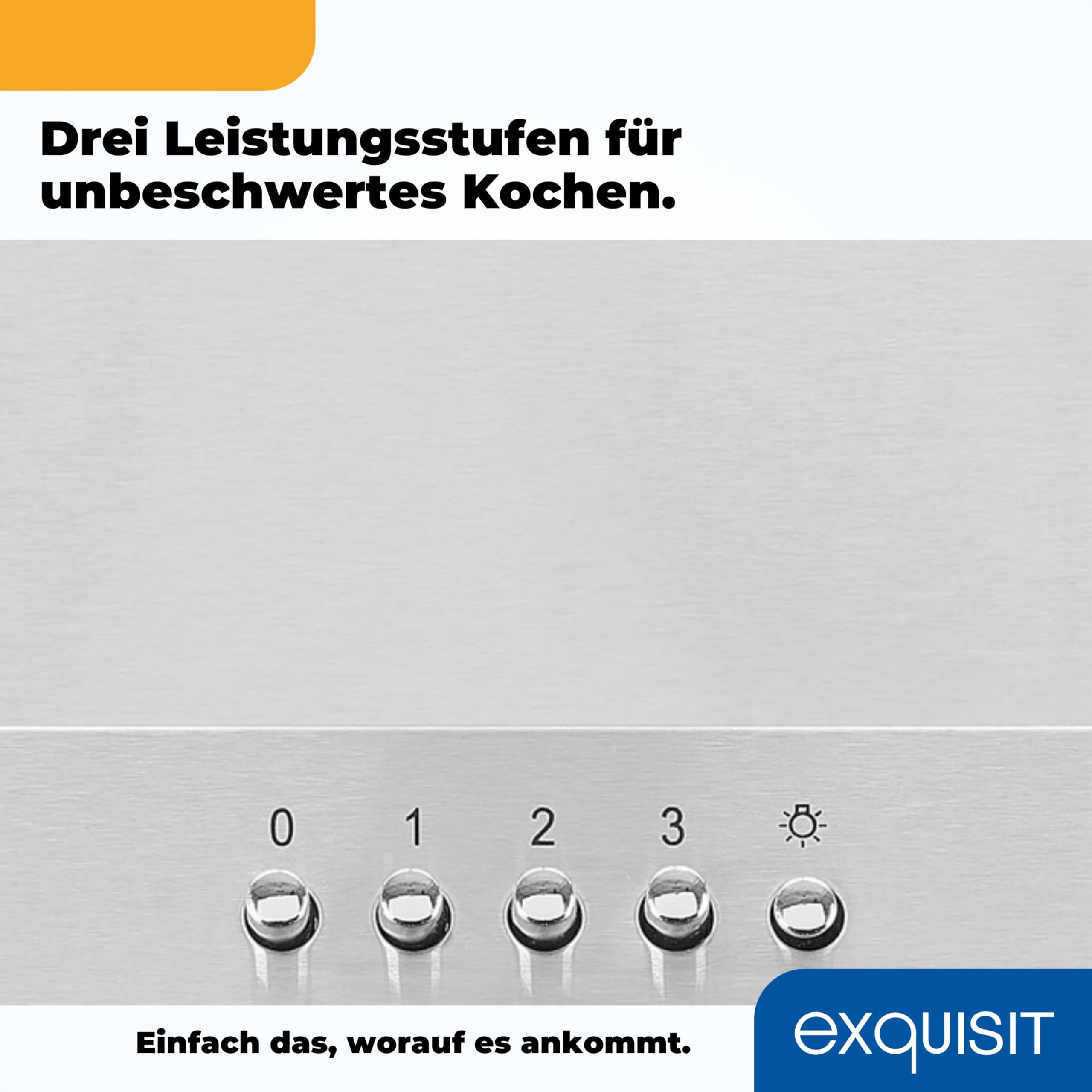 Exquisit Kaminhaube FKH 60-2 Inox | Ab- und Umlaufbetrieb |Inoxlook