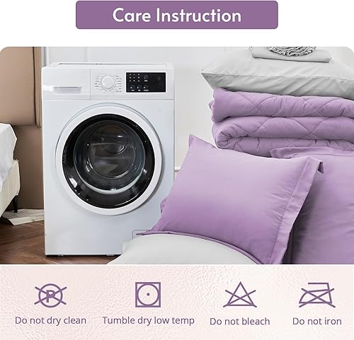 Miniatura 29 de MUXHOMO Juego de edredón Queen de 7 piezas, cama reversible en una bolsa, tamaño Queen, juego de ropa de cama para todas las estaciones con edredón