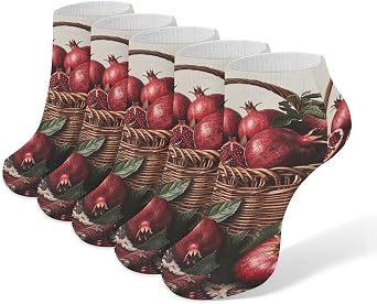 Pomegranates in Basket Ankle Sock Adult Crew Sock Non-slip Low Cut Breathable Athletic Sock for Men Women 5 Pack