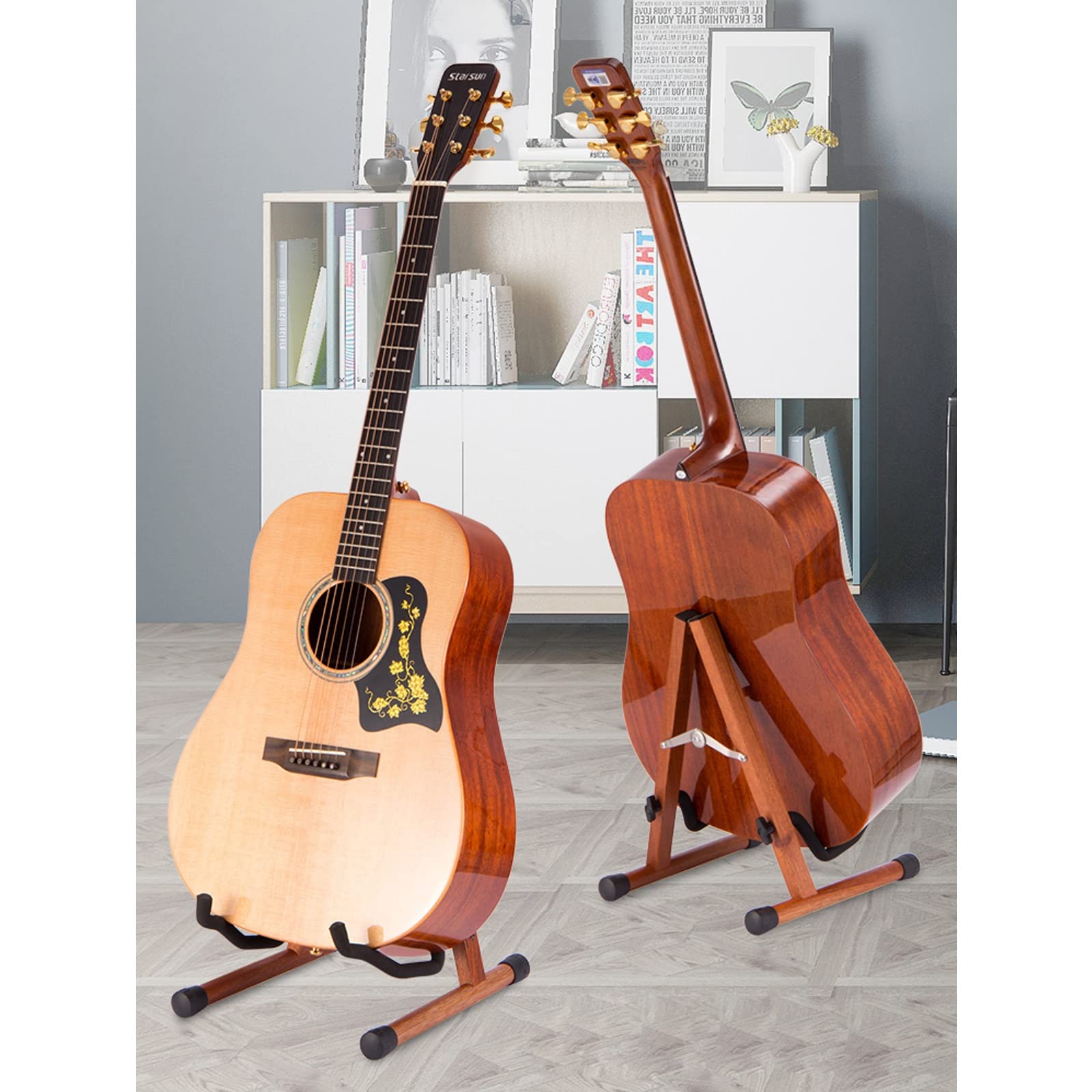 Gitarrenständer, tragbarer A-Typ-Gitarrenständer, Multifunktions-Bass-Ausstellungsständer, geeignet für Gitarrengeschäfte, Aufnahmestudios (B)