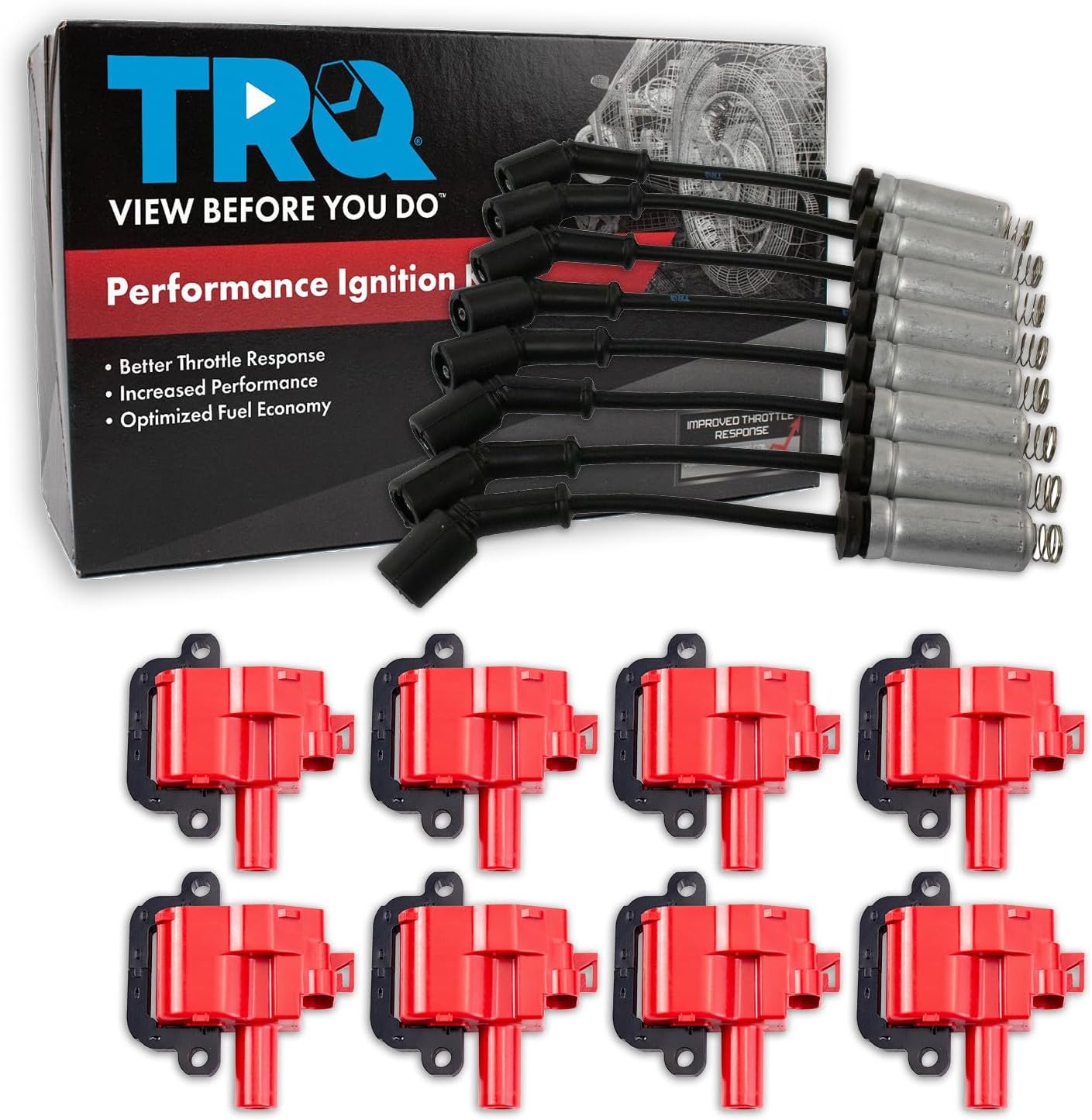 TRQ Ignition Coil Kit 9 Piece High Performance Compatible with 1997-2003 Chevrolet Corvette 1998-2002 Camaro 1998-2002 Pontiac Firebird