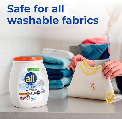 Miniatura 7 de All Mighty Pacs - Detergente para ropa con quitamanchas y blanqueadores Oxi transparente libre bañera 56 unidades