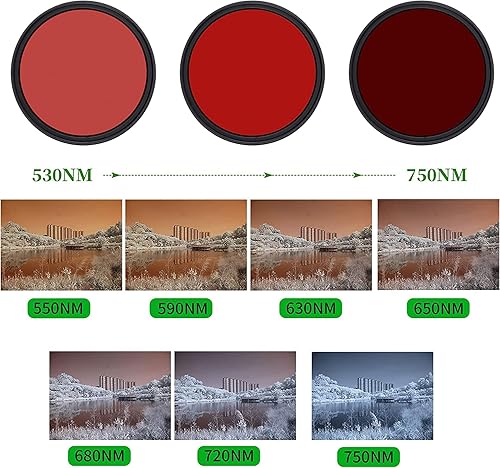 Miniatura 3 de Hersmay Filtro de lente de rayos X de paso infrarrojo ajustable de 2.047 in de seis en uno de 530 nm a 750 nm para cámara réflex digital Canon Nikon