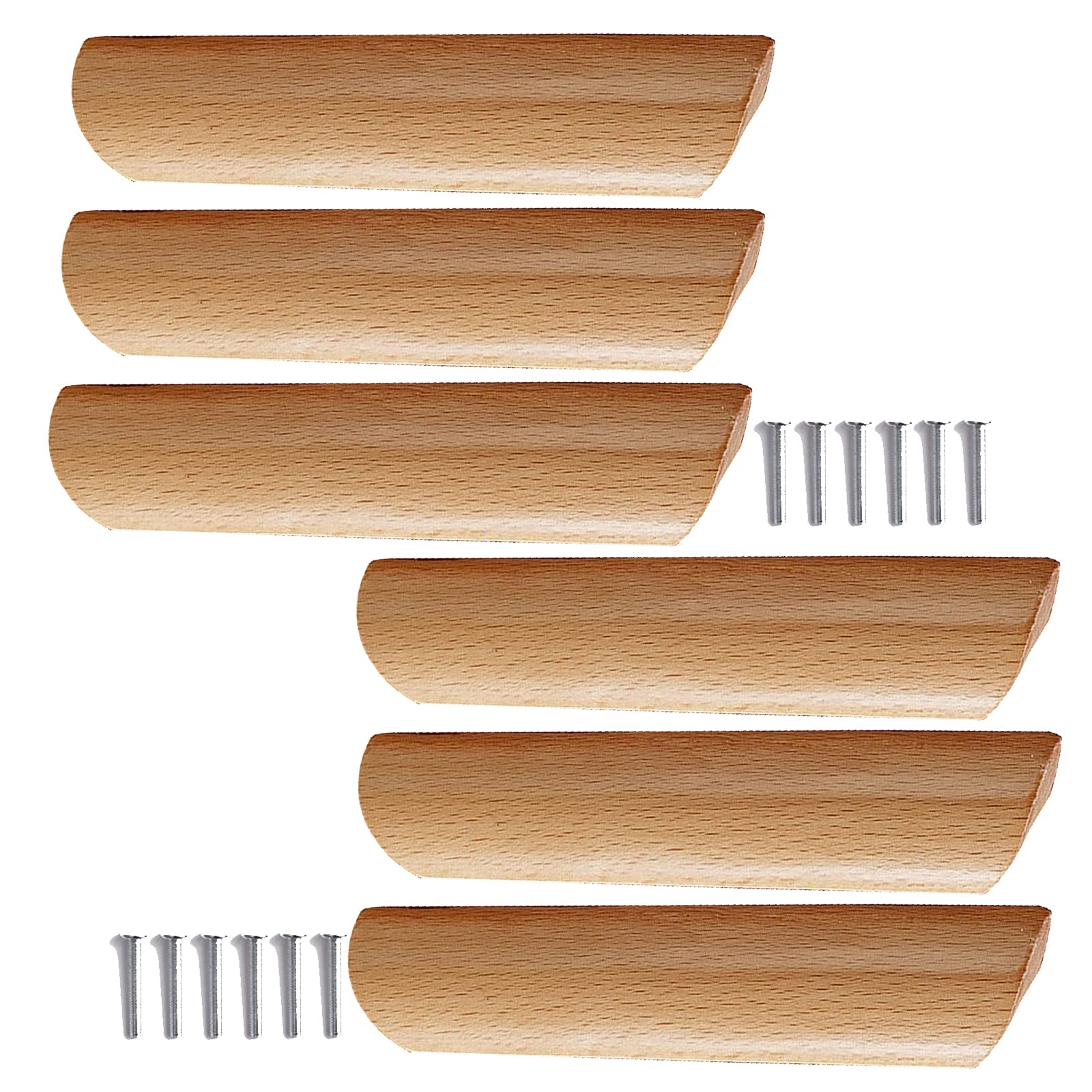 Poignées de placard en bois en arc 128mm lot de 6 pour meubles et cuisine