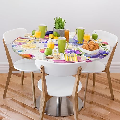 Vista 271 de Cardinal Bird - Mantel redondo ajustable con borde elástico de 36 a 42 pulgadas, mantel redondo elástico, impermeable, lavable, mantel circular