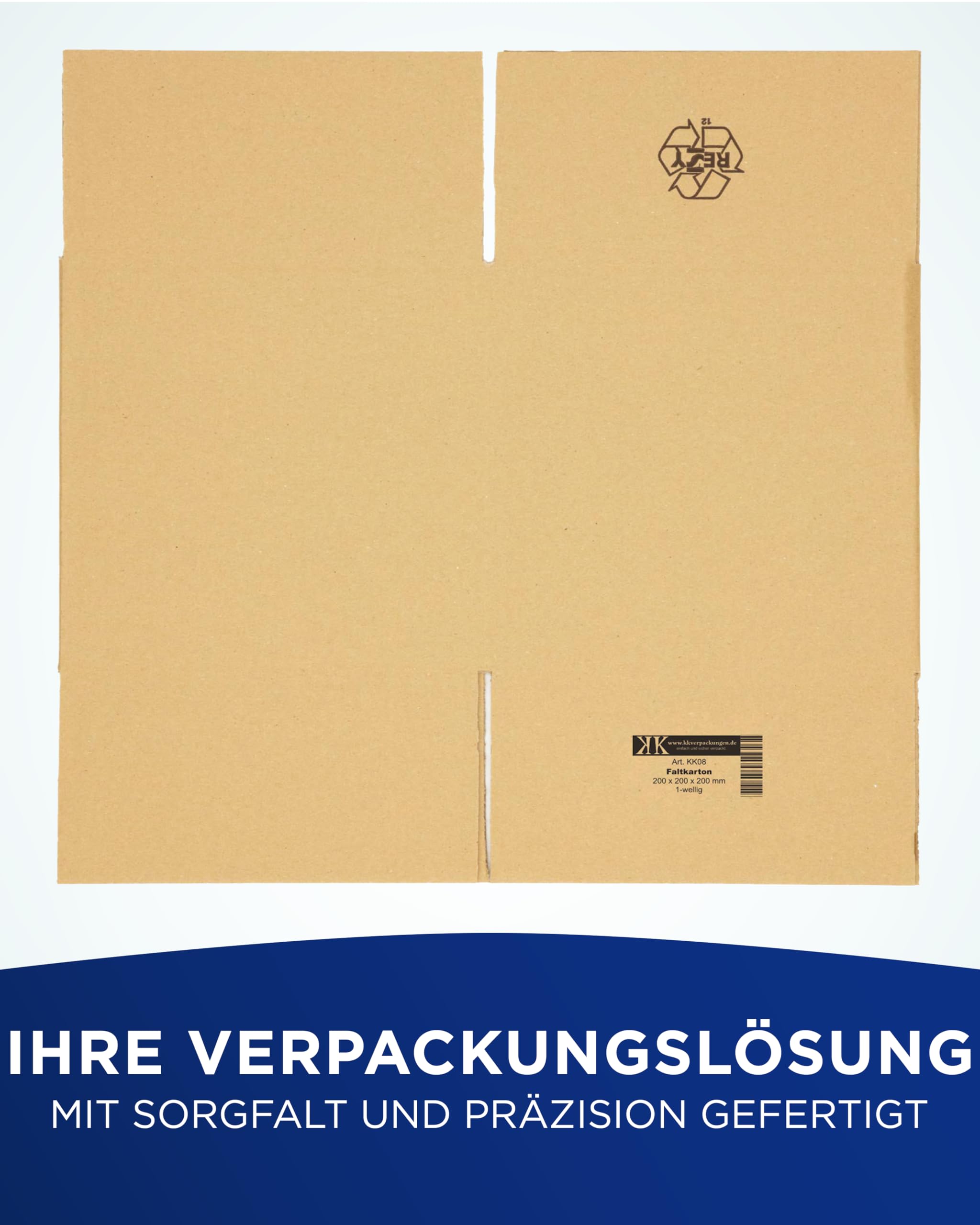 KK Verpackungen Versandkartons 200 x 200 x 200 mm Braun 1-wellig (Außenmaß 205 x 205 x 205 mm) | 150 Stück, Faltkartons Kartons geeignet für Versand als DHL Paket DPD Hermes GLS Paketklasse S (KK08)