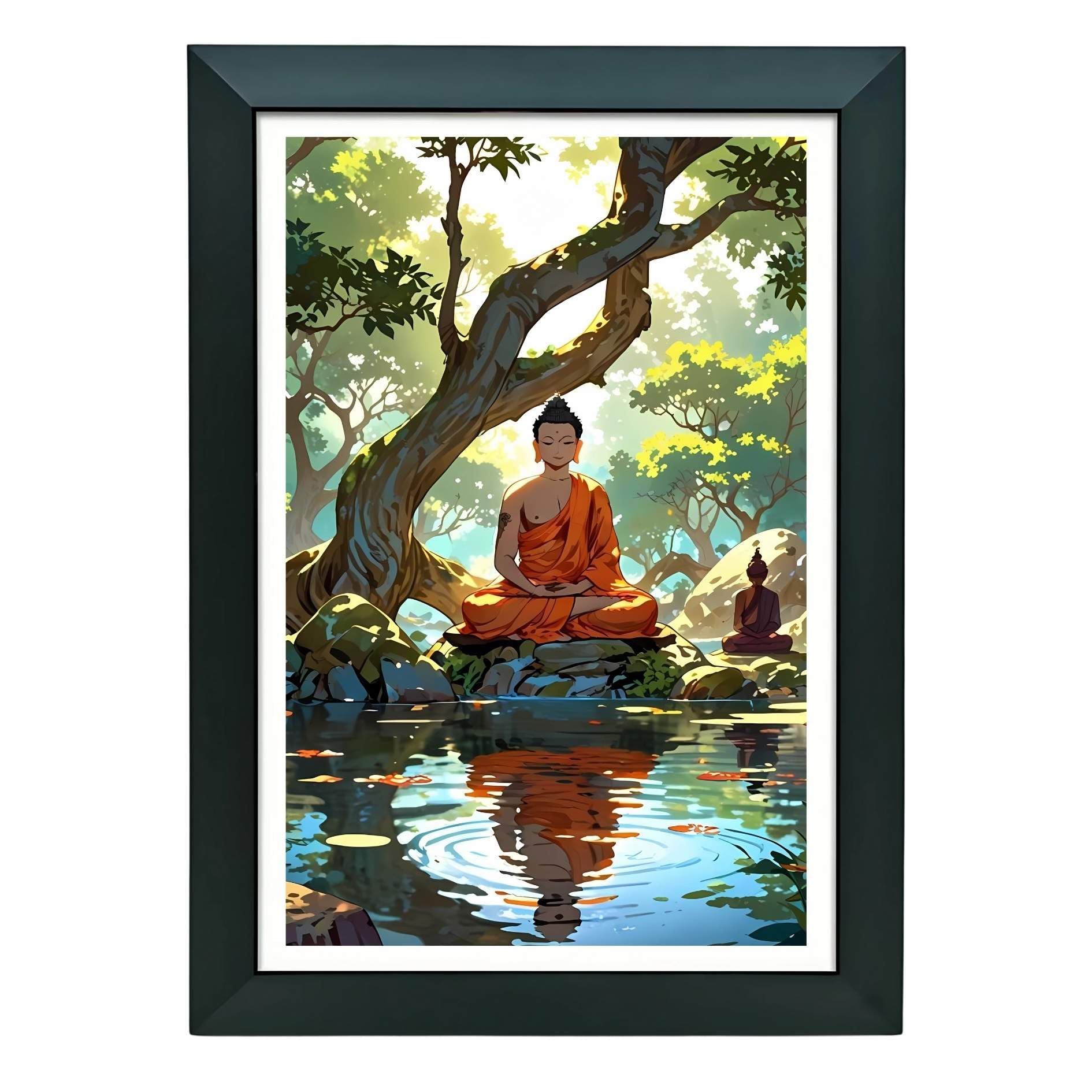 Saffron Tranquility - Peaceful Buddha Meditation Wall Art for Zen Room or Yoga Space Dcor | 11 x 8 Inch-image-23