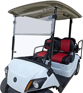 Huskey Parts Company CLEAR Golf Cart Windshield Compatible with YMH Drive 2 2017-up | 3/16" Thick,Bottom Rubber Gasket Added to Protect Cart Body From Scratches 25% thicker than most Aftermarket