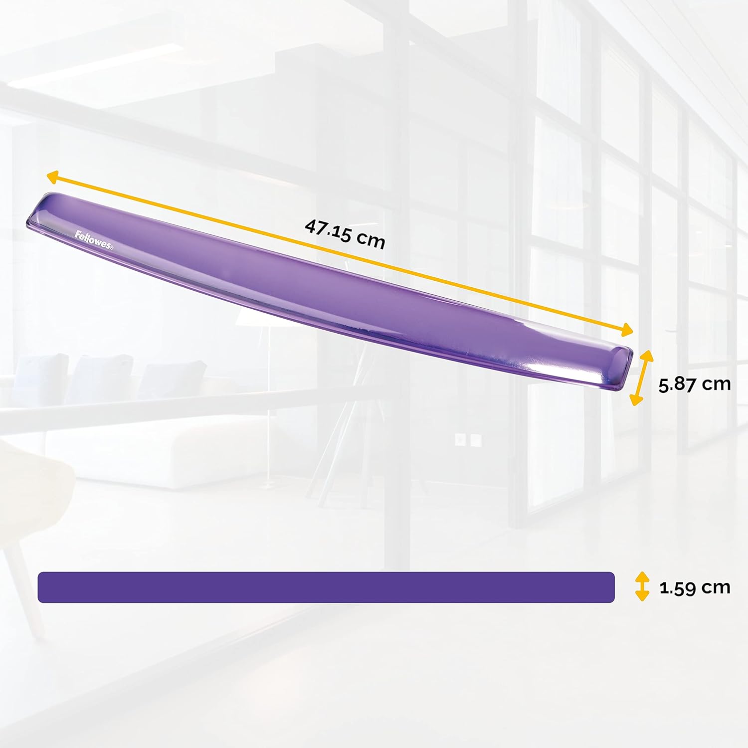 Fellowes Gel Crystal Transparent Mousepad and Wrist Rest - Purple, 9.05" x 7.95" & Gel Crystals Wrist Rest, Purple (91437)
