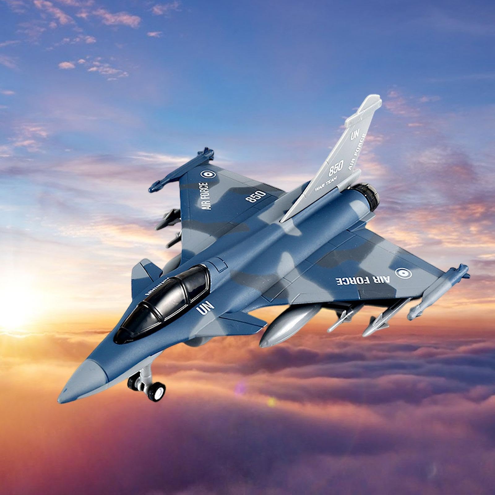 kowaku Aeroplano Tirare Indietro Giocattolo Jet da Combattimento Giocattolo, Regalo di Compleanno, Collezione Giocattolo Aereo Modello in Lega pressofusa, Blu