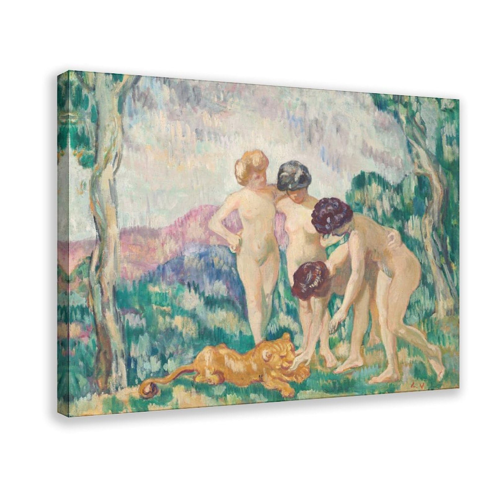 DFJyjFGJJ Louis Valtat,Girls Playing with Wall Decoration Poster Family Bar Restaurant Garage Cafe Art Sign Gift 20" L X 30" W