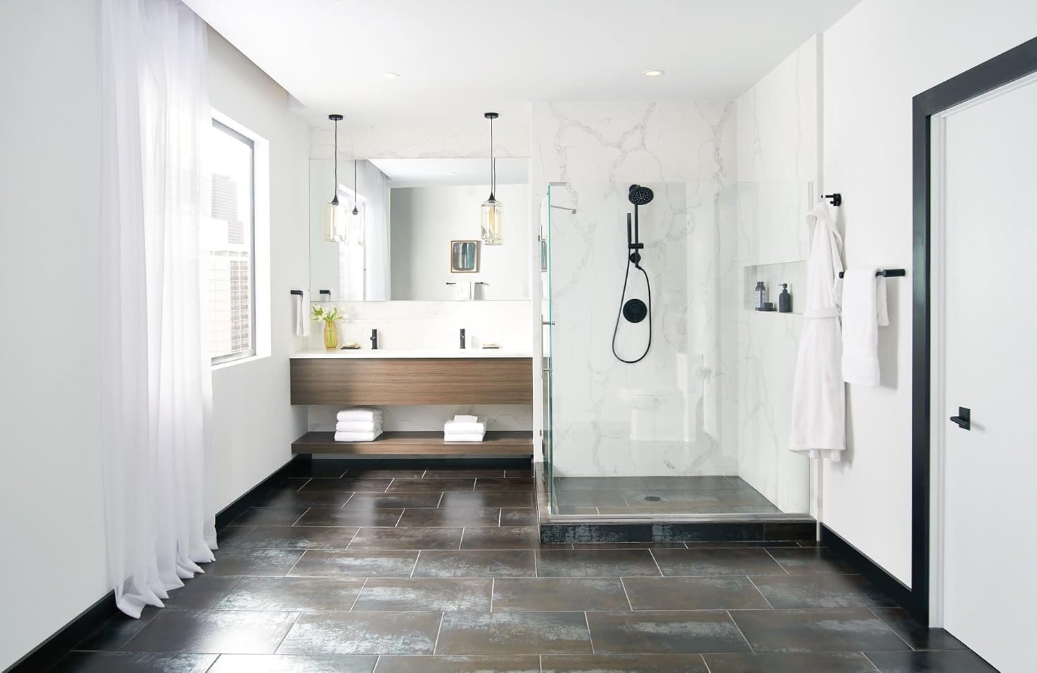 Moen Annex Matte Black Shower Slidebar and Shower Hose System Trim, Valve Required, TS3661NHBL