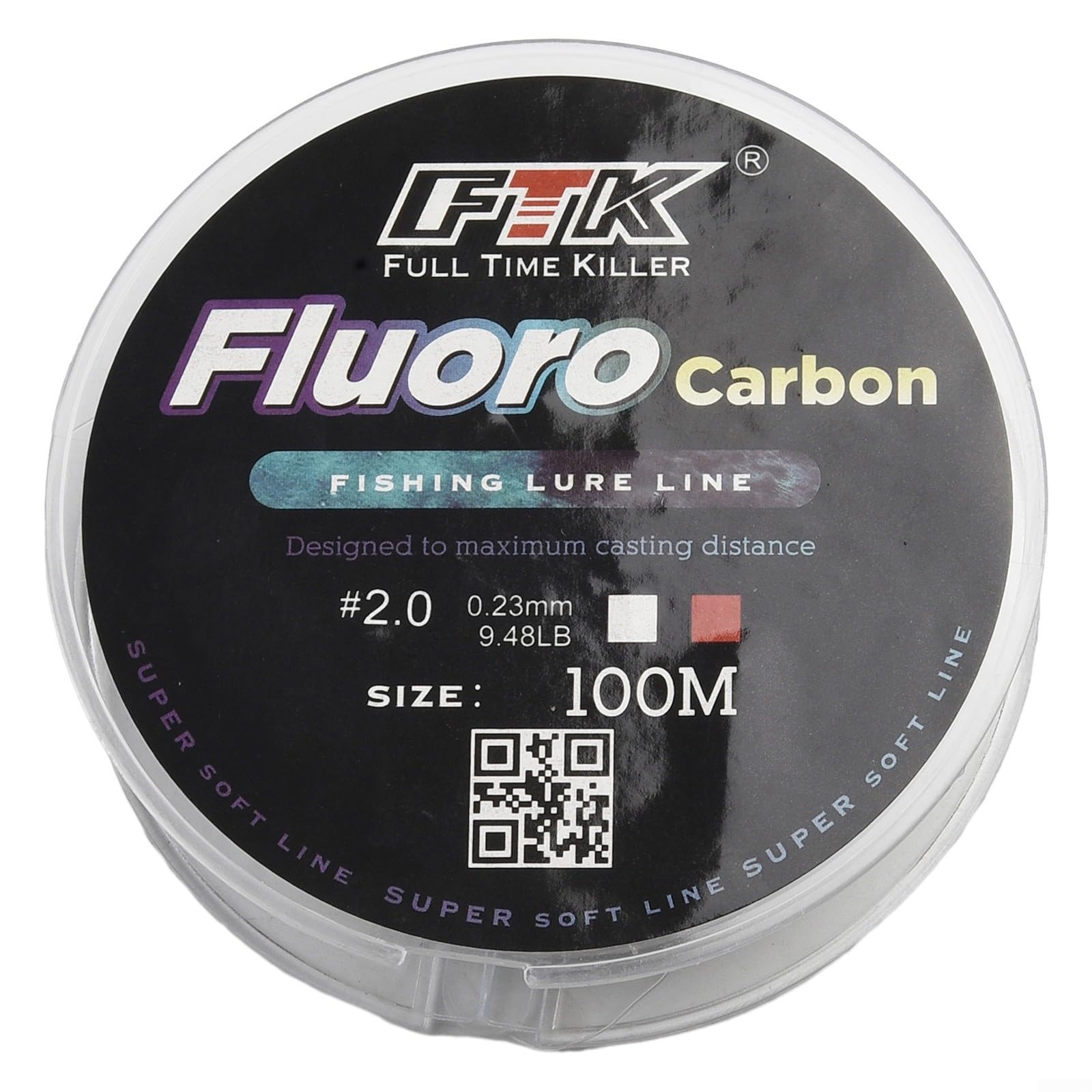 Ligne de pêche en fluorocarbone 100M 1,87-15,57kg Fil de leader à faible visibilité pour la pêche en eau douce et en eau salée au brochet, à la carpe, au bar, à la truite et au sandre. Fil