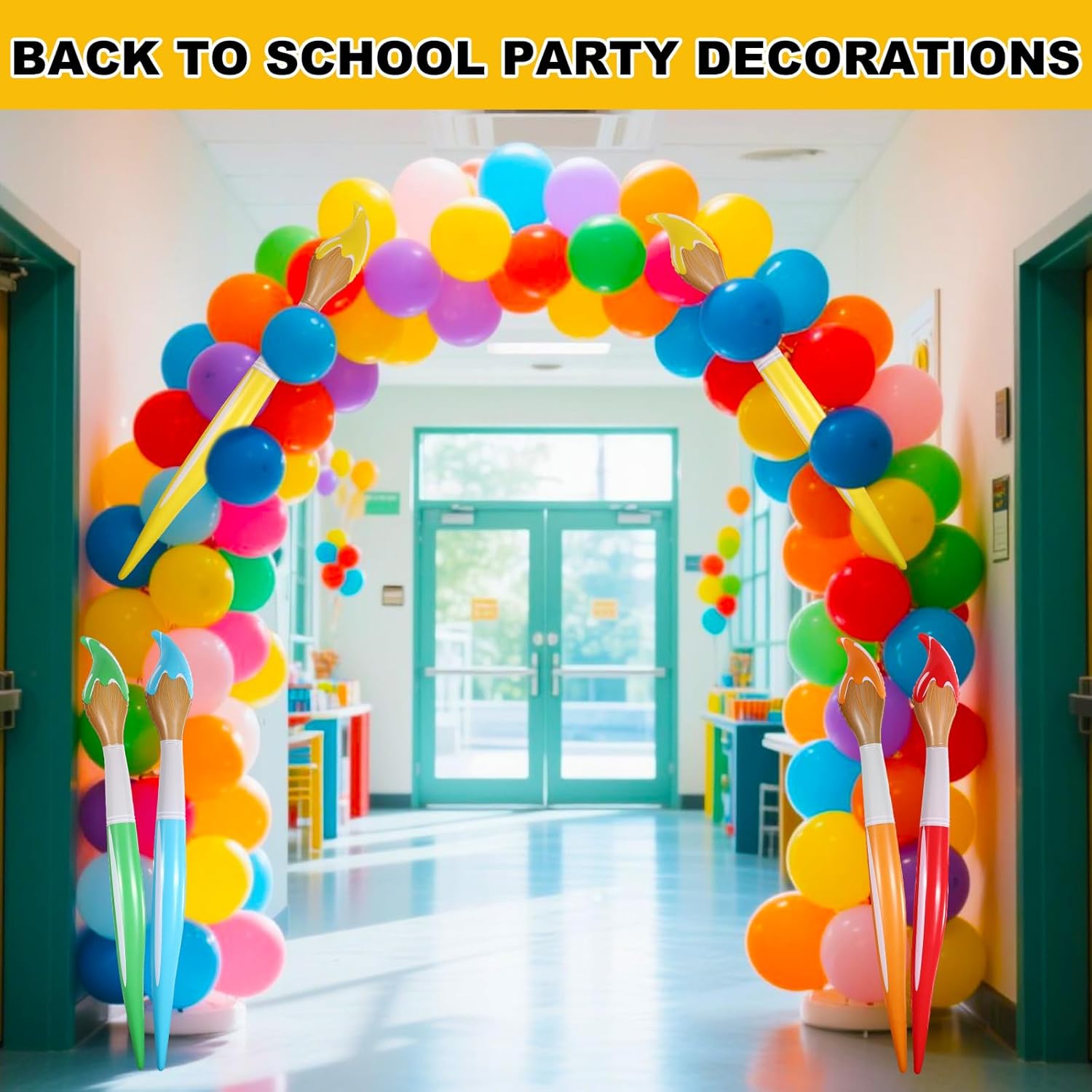 5pcs Giant Inflatable Paint Brushes, 41in Colored Large Blow Up Paintbrushes Funny Back to School Balloon Art Party Decoration for Classroom Welcome Events Graduation Ceremonies Birthday Decor