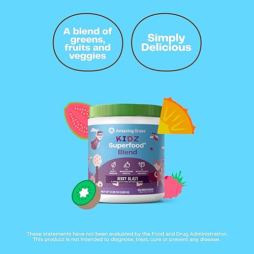Miniatura 3 de Amazing Grass Kidz Superfood - Batido superalimento para niños Proteína vegana y probióticos para niños con 12 taza de hojas verdes
