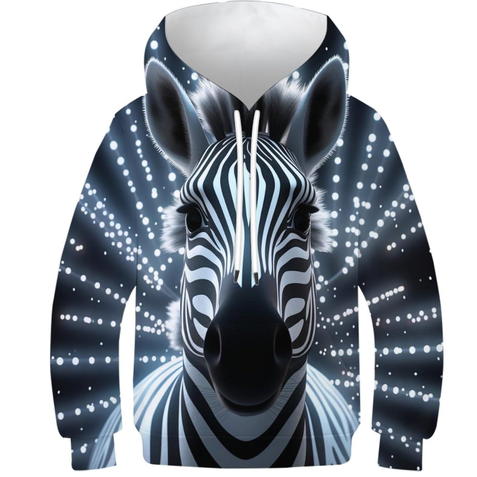 KKPBHTYVG 3D Printed Zebra Casual Hoodie Sportswear Pullover Men/Women Ong Sleeve Tops for Teens 9-11Y