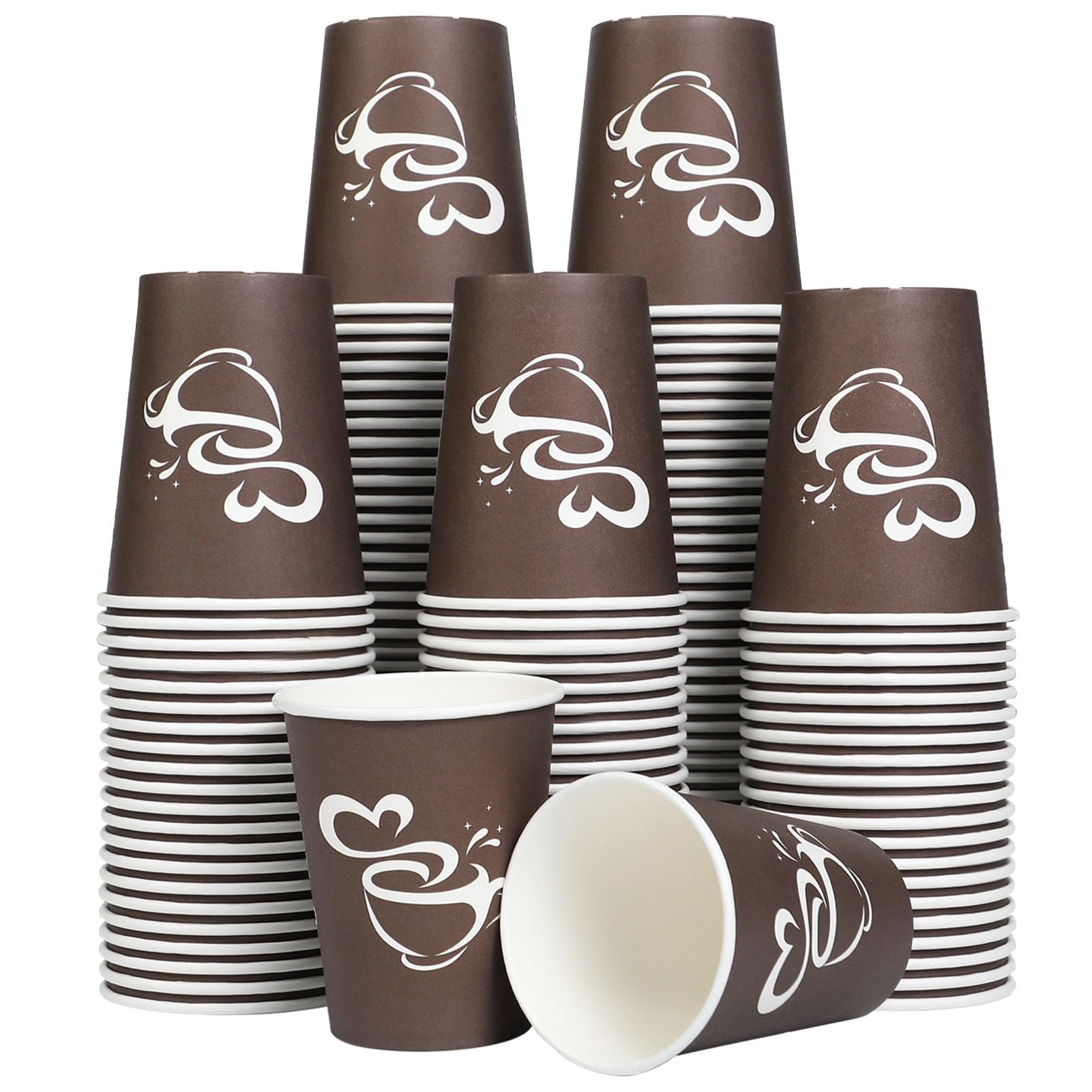 Disposable Coffee Cups - 300 Pack 12oz Brown -7