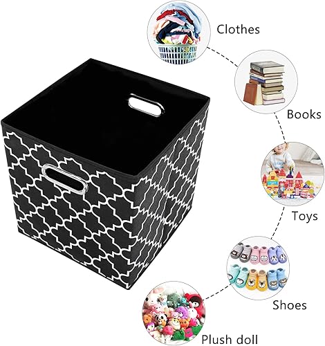 Miniatura 6 de Yunkeeper Contenedores de almacenamiento de cubos de 11 pulgadas, cubos organizadores de tela con asa, cubos plegables para almacenamiento de tela o